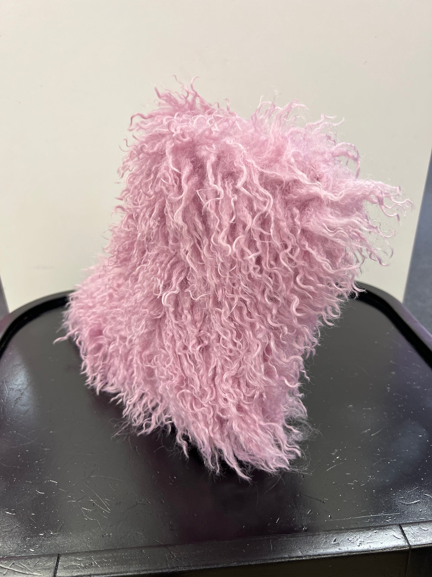 GOGO-3 PINK CURLY FUR SLIP ON BOOTS