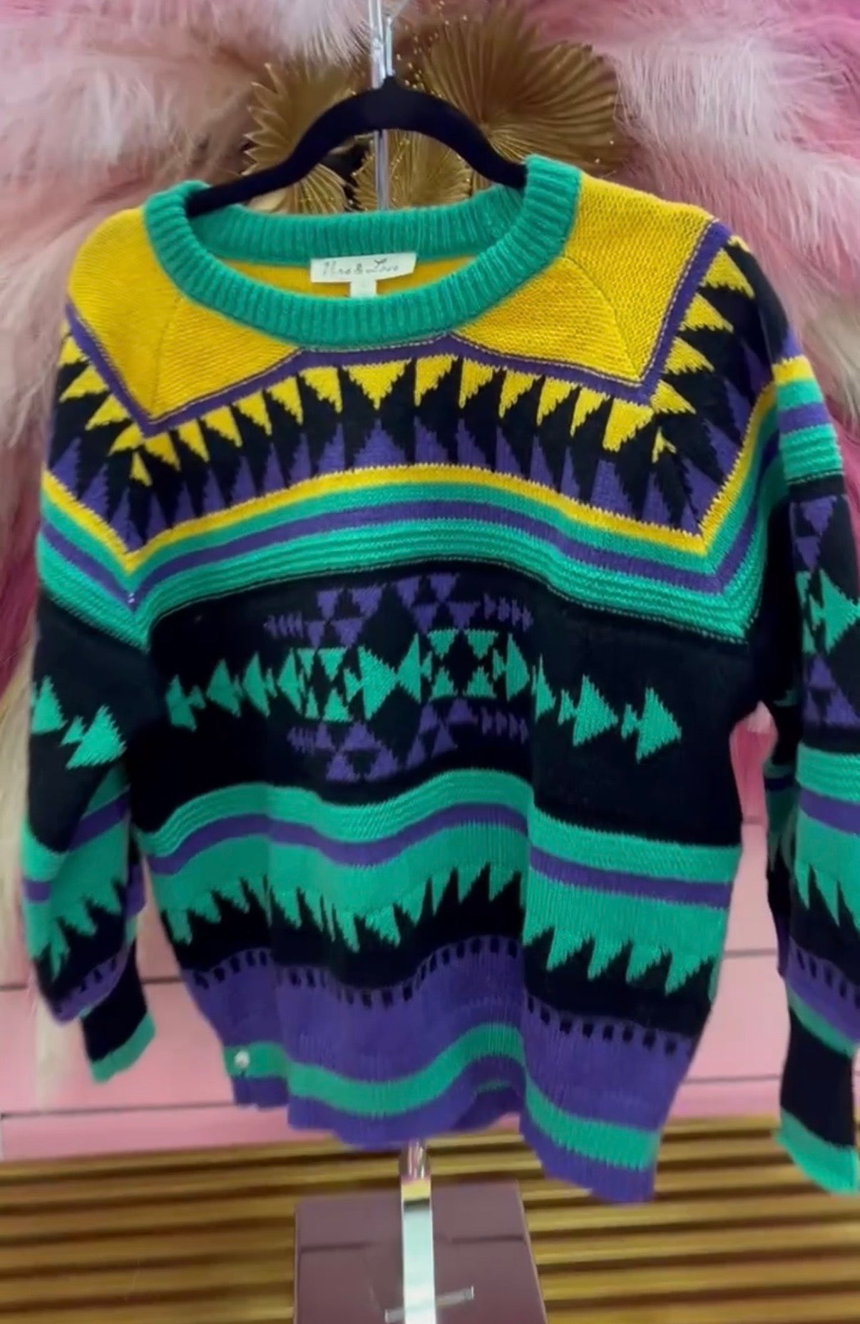 ALPINE MARDI GRAS SWEATER/VT81733 Black Multi