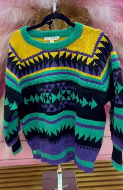 ALPINE MARDI GRAS SWEATER/VT81733 Black Multi