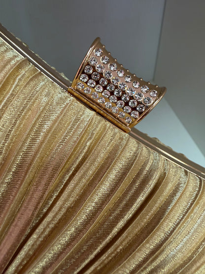 KELLY GOLD PLEATED EVENING CLUTCH