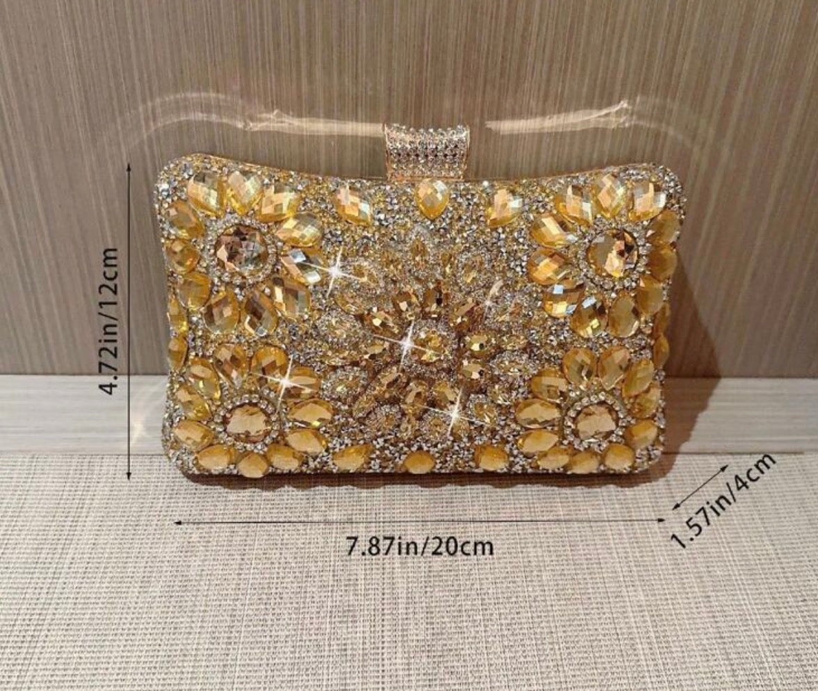 JILL GOLD JEWEL COVERED CLUTCH BAG