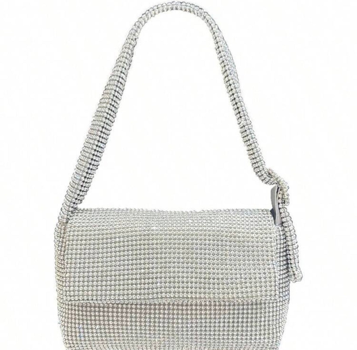 KRIS SILVER RHINESTONE SHOULDER BAG