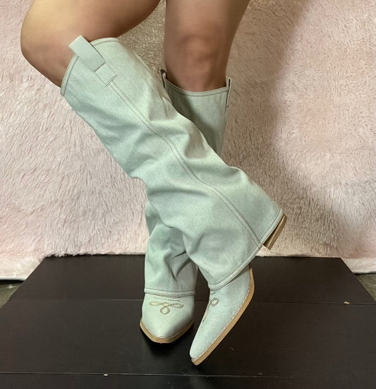 PAMELA Light Denim Cowboy Boots