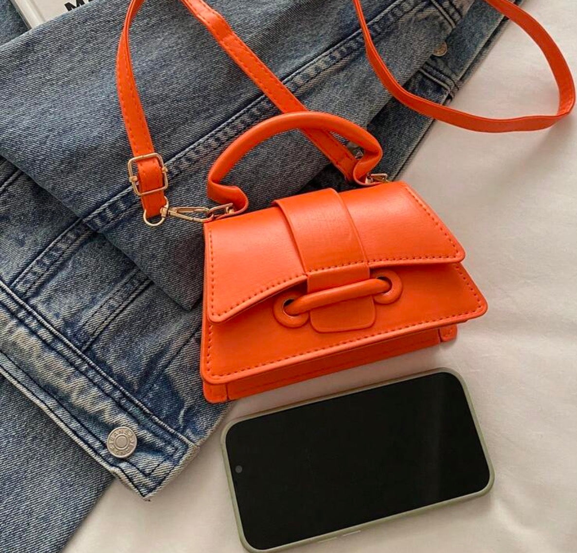 JAYLA ORANGE MINI BAG WITH CROSS BODY STRAP