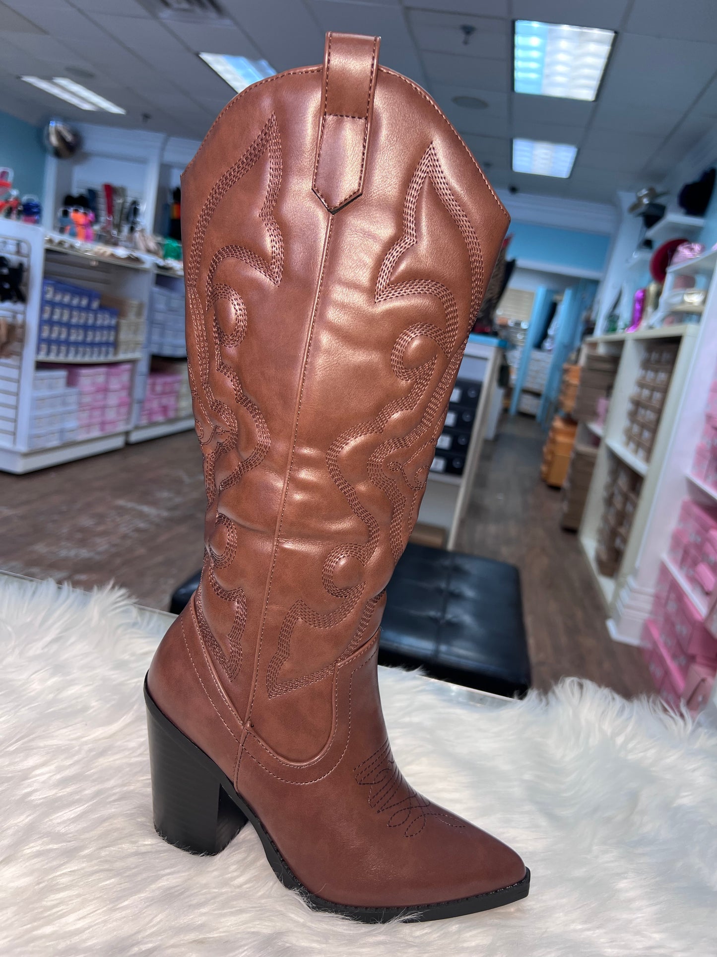 ARIZONA/N25 BROWN  Vegan Leather Cowboy Boot