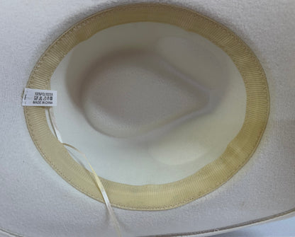 TANGO IVORY FAUX WOOL COWBOY HAT WITH SILVER OVAL CONCHO CHAIN BAND