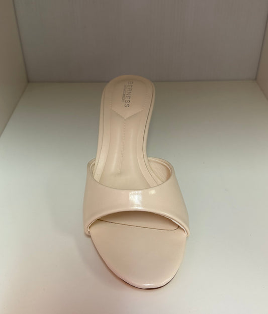 CATH AG26 BONE WHITE FAUX LEATHER SLIP ON MULE OPEN TOE KITTEN HEEL