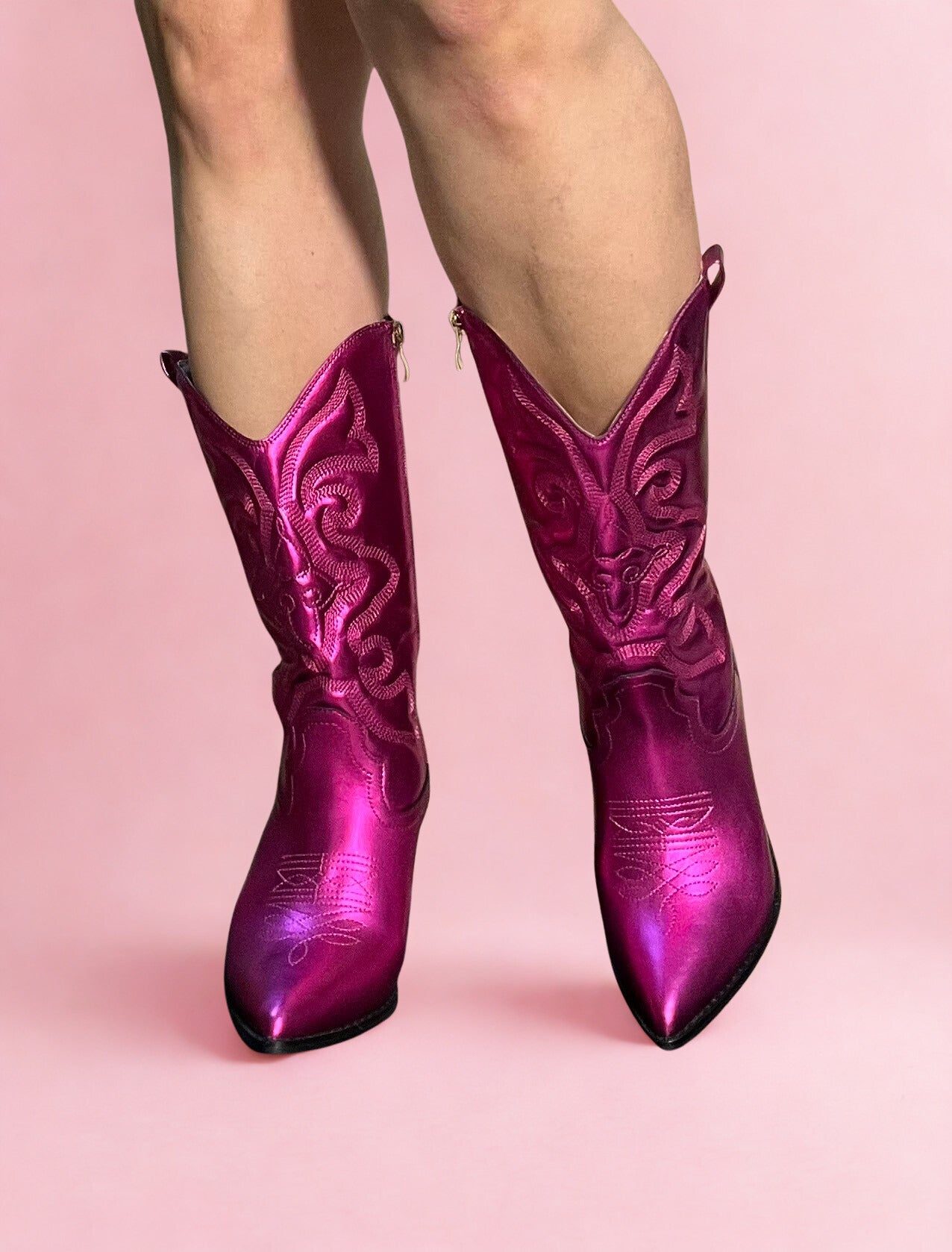RYDER Hot Pink Metallic Cowboy Boot