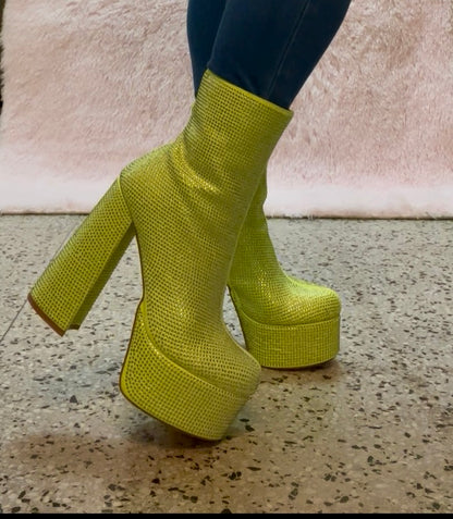 KLORIS-20 Lime Chunky Block Heel, Approx. 4.5"