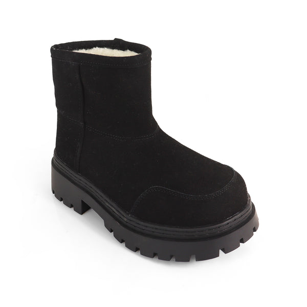 TORRIA-1 BLACK CHUNKY TOE WINTER ANKLE BOOT