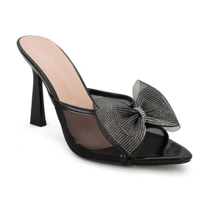 ARACELI-05 Black Open Toe Mule