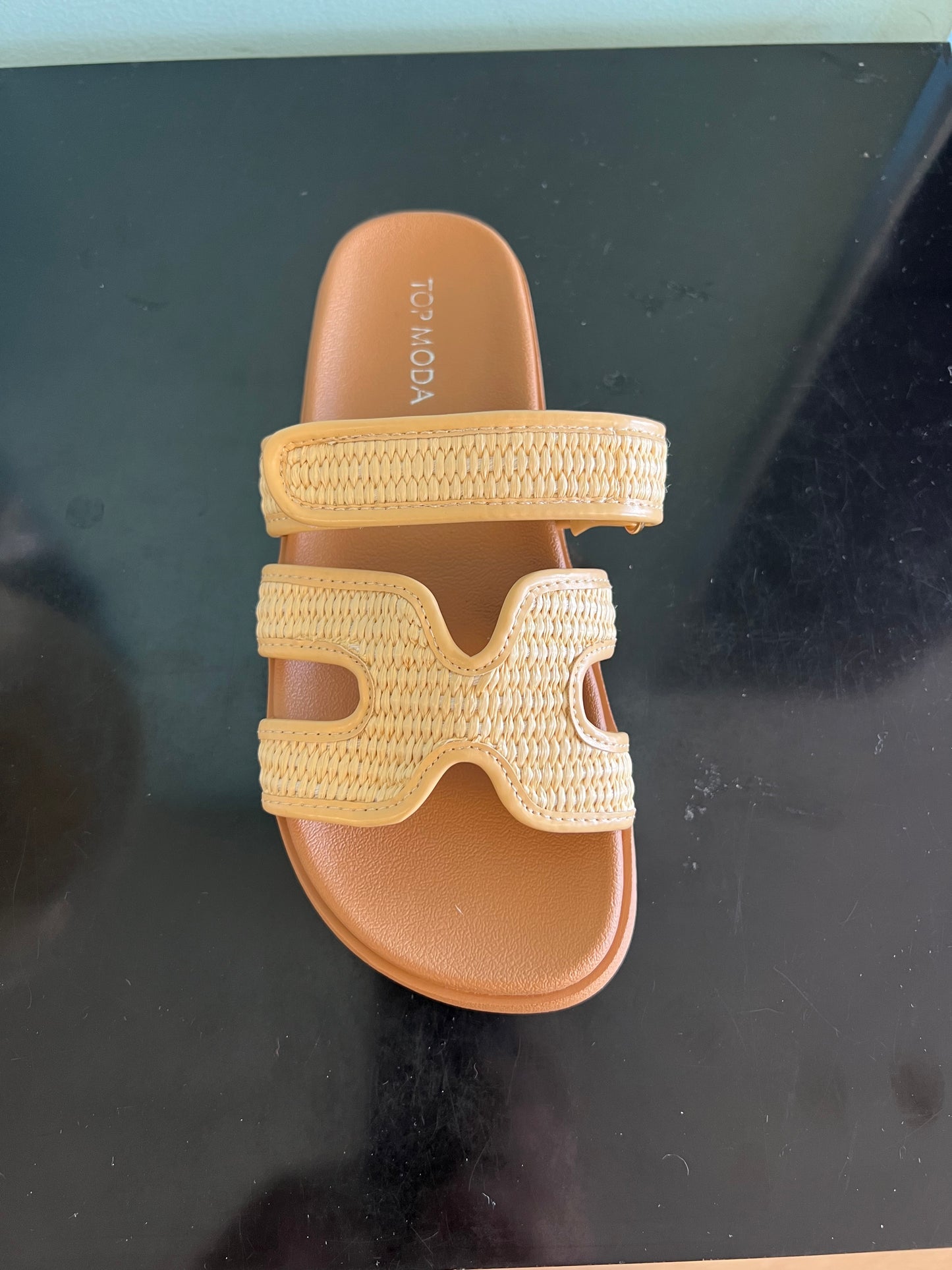 LYON-20

- Beige Tan Natural Raffia Sandal
- Open Toe
- Multi Strap
- Slip On
- Flatform Sole, Approx. 1"