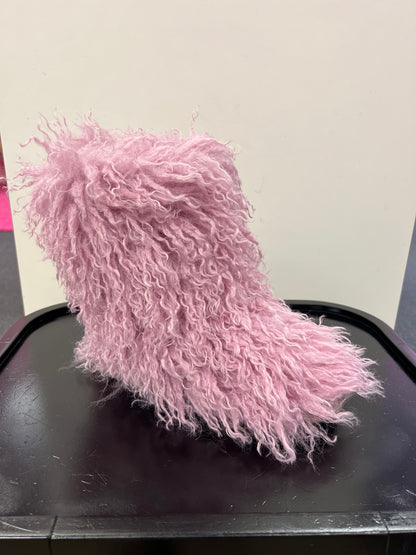 GOGO-3 PINK CURLY FUR SLIP ON BOOTS