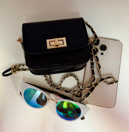 JANAE BLACK MINI BAG WITH CROSS BODY STRAP