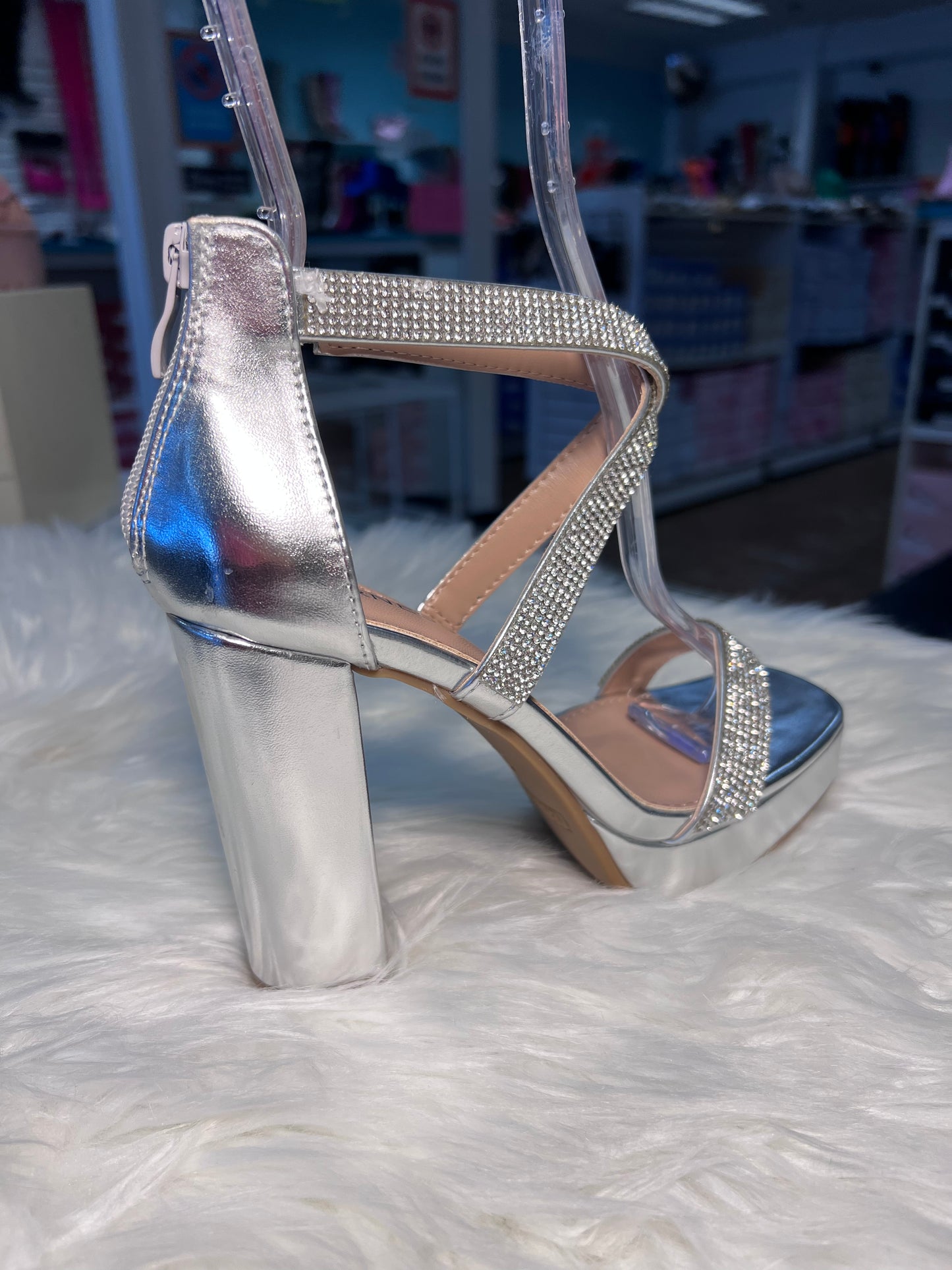 HEATHER SILVER Platform Chunky Heel Sandal