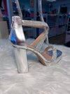 HEATHER SILVER Platform Chunky Heel Sandal