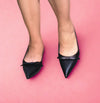 SASSY Black Kitten Heel Pump Slingback Faux Leather