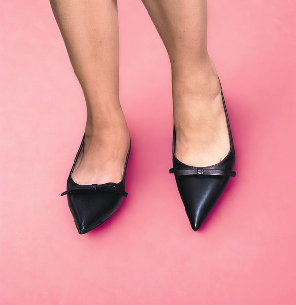 SASSY Black Kitten Heel Pump Slingback Faux Leather