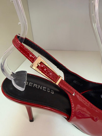 GRACIELA PATENT LEATHER POINTY TOE SLING BACK PUMP Burgundy