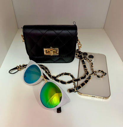 JANAE BLACK MINI BAG WITH CROSS BODY STRAP