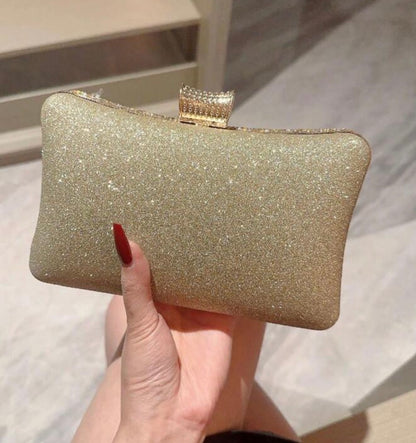 JILL GOLD JEWEL COVERED CLUTCH BAG