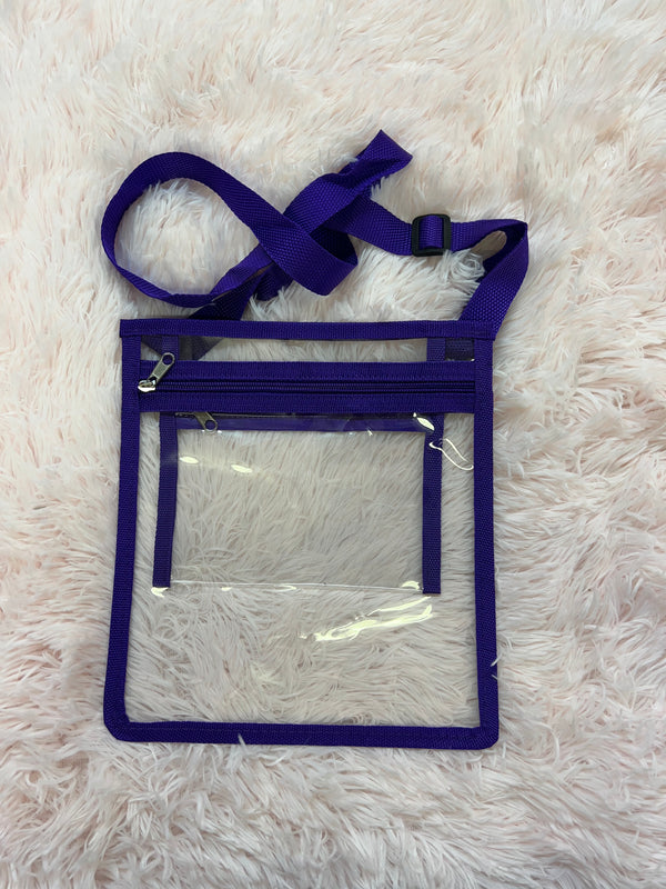 DOLLY CROSS BODY BAG CLEAR AND PURPLE