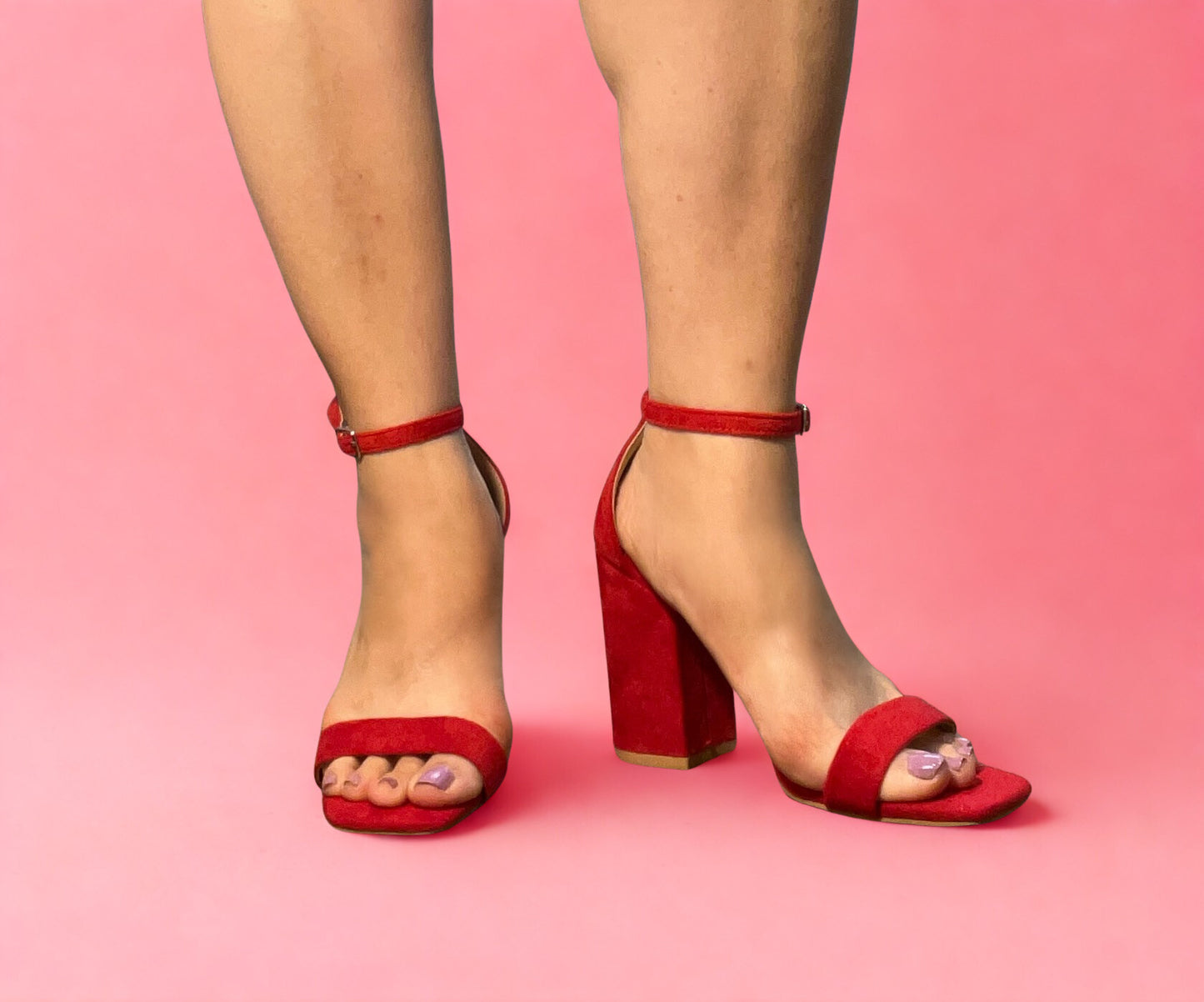 FRIDAY-108 Red Block Heel, Approx. 4"