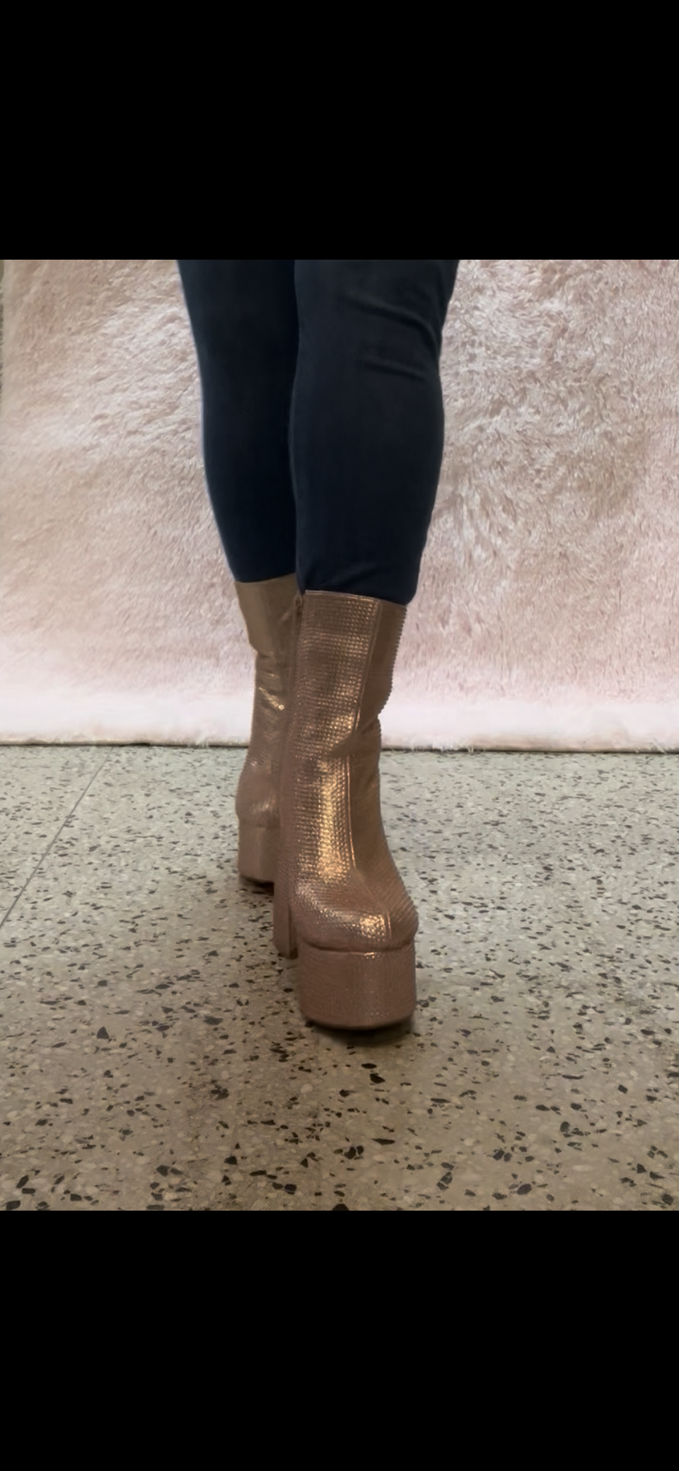 KLORIS-20 Rose Gold Chunky Block Heel, Approx. 4.5