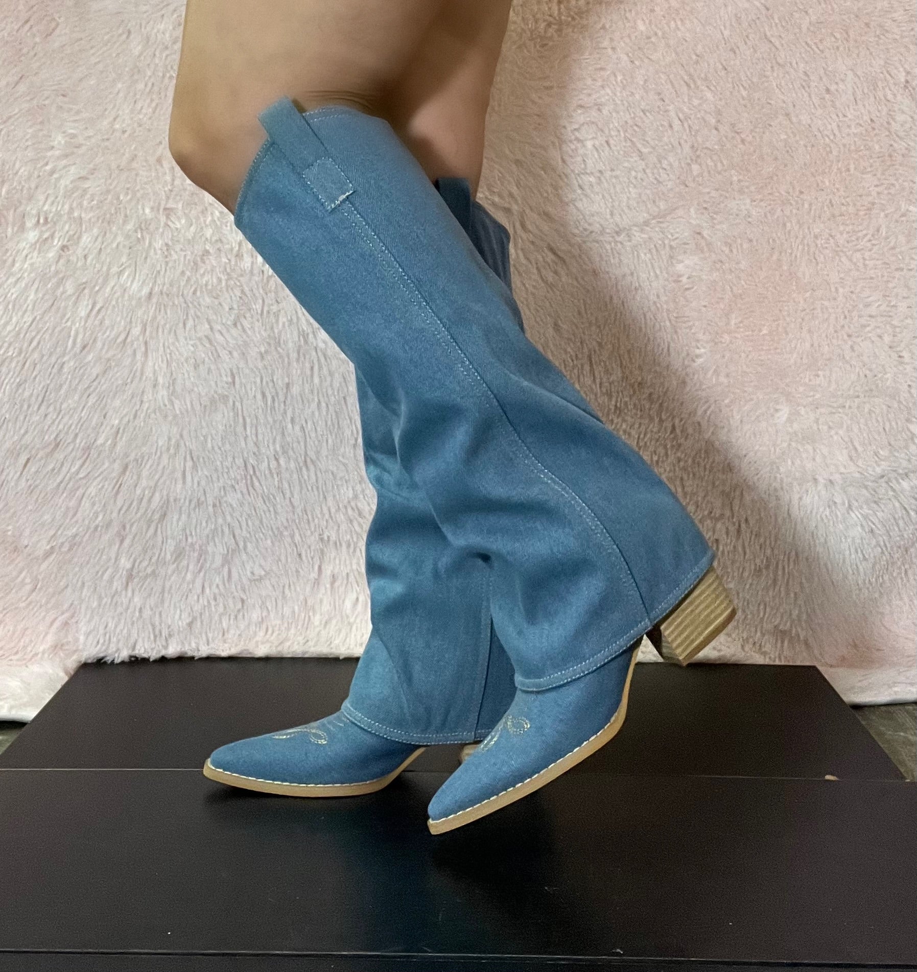 PAMELA Denim Cowboy Boots