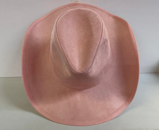 ALPHA PINK FAUX SUEDE COWBOY HAT
