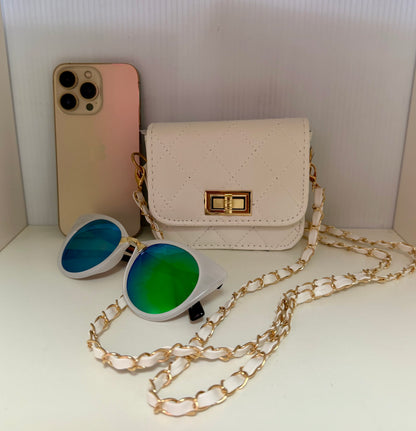 JANAE WHITE MINI BAG WITH CROSS BODY STRAP
