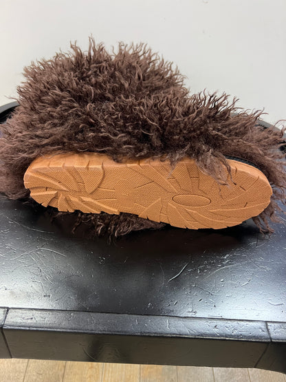 GOGO-3 BROWN CURLY FUR SLIP ON BOOTS
