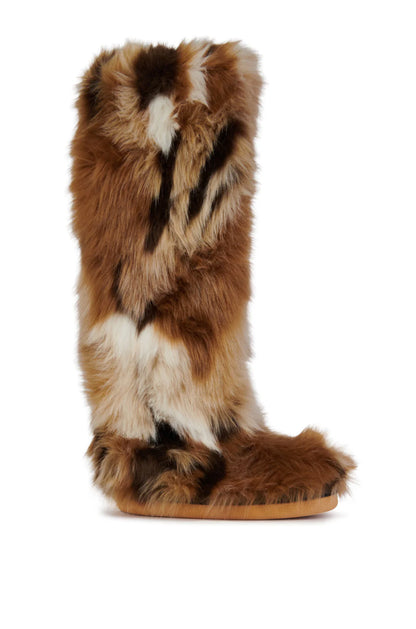 FENNEC Natural Tan Tall Faux Fur Knee High Boot - Pull-On