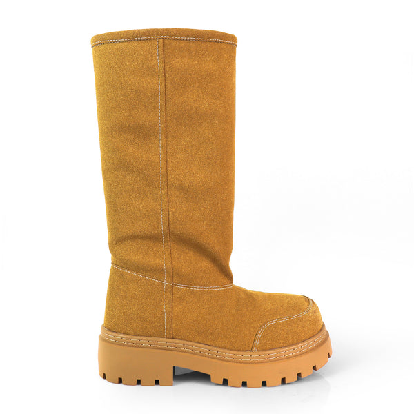 TORRIA-2 CAMEL CHUNKY TOE WINTER KNEE BOOT