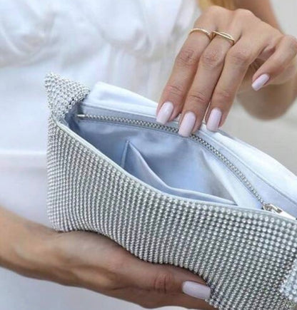 KRIS SILVER RHINESTONE SHOULDER BAG