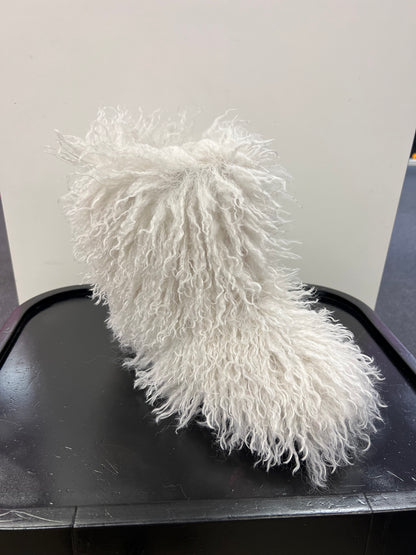 GOGO-3 OFF WHITE CURLY FUR SLIP ON BOOTS