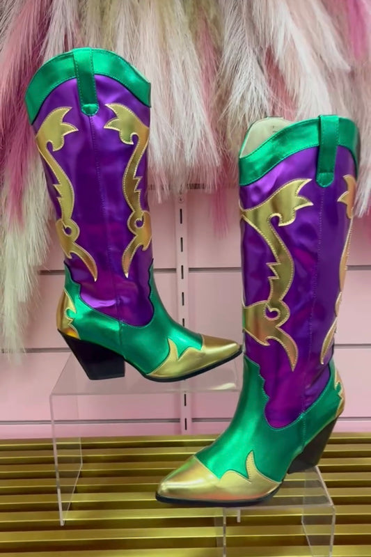 JULIANA J26 METALLIC MARDI GRAS COWBOY BOOT