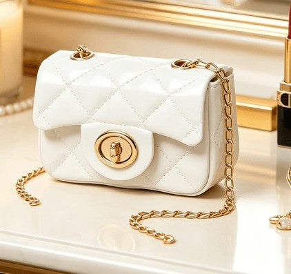 BECCA WHITE TEXTURED QUILTED JELLY MINI BAG WITH CROSS BODY STRAP