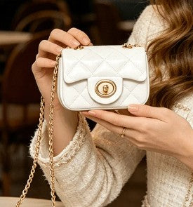 BECCA WHITE TEXTURED QUILTED JELLY MINI BAG WITH CROSS BODY STRAP