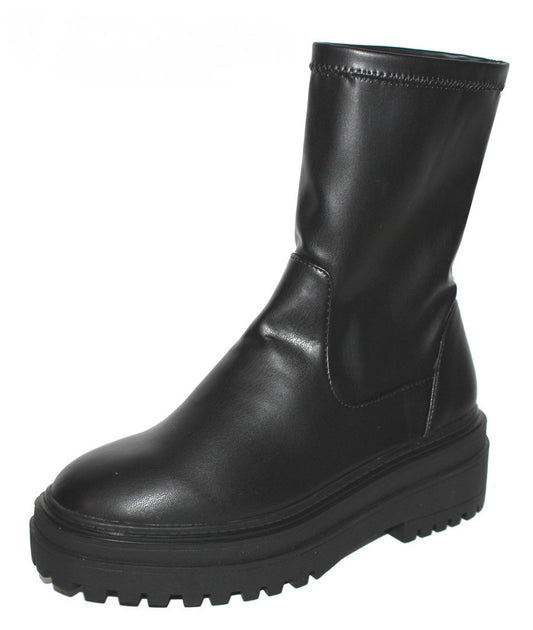 BRANDON-1 FAUX LEATHER RUGGED SOLE BOOT BLACK