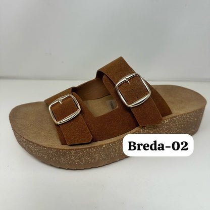 BREDA-02 whisky brown

- Whiskey Brown Sandal
- Open Toe
- Double Buckle Detail
- Slip-On Slide
- Flatform Sole, Approx. 1.5"