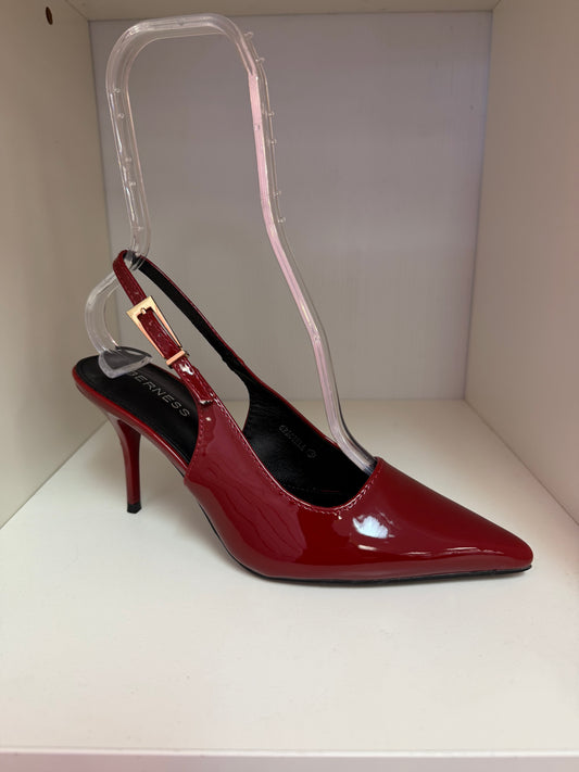 GRACIELA PATENT LEATHER POINTY TOE SLING BACK PUMP Burgundy