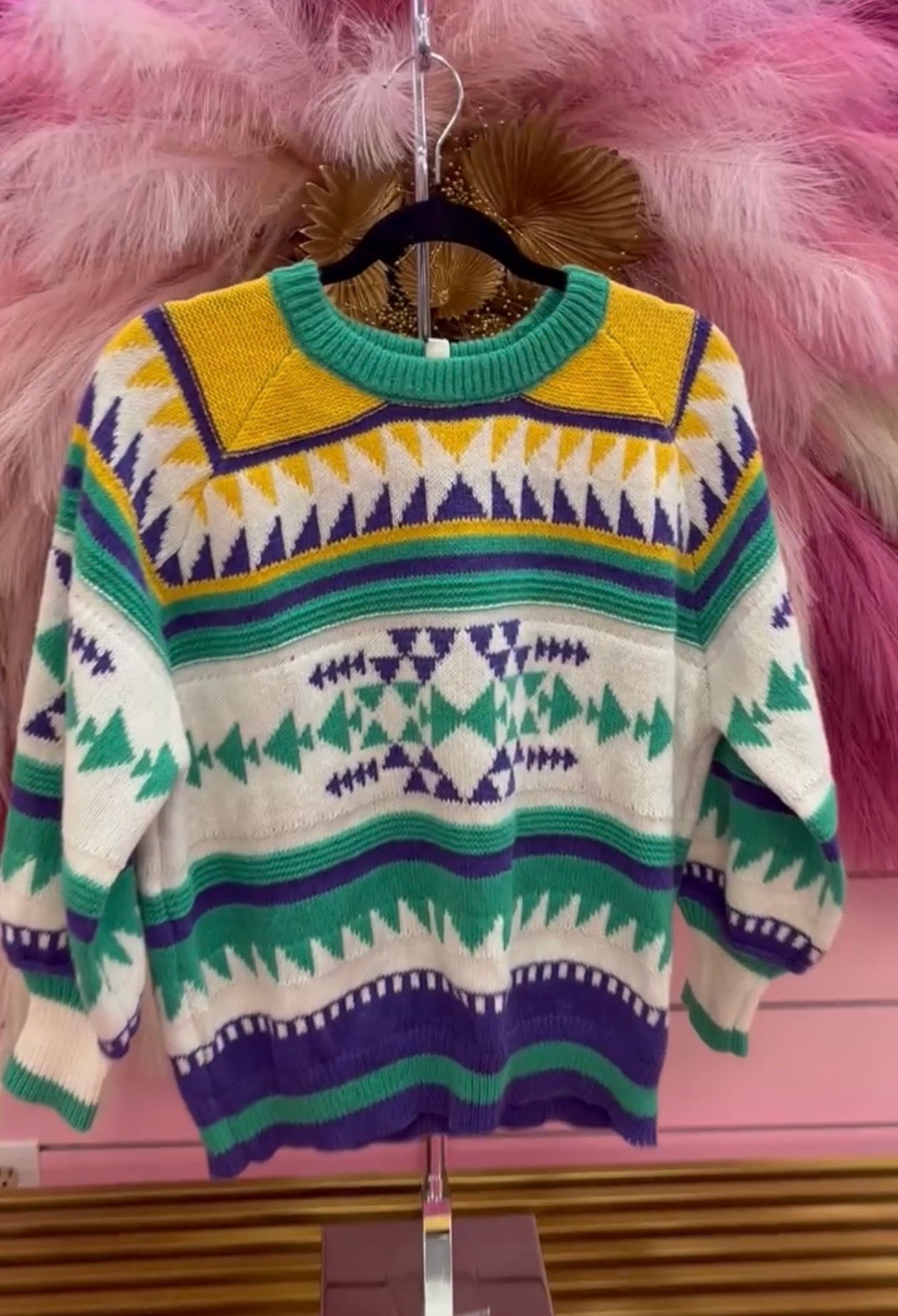 ALPINE MARDI GRAS SWEATER/VT81733 White Multi