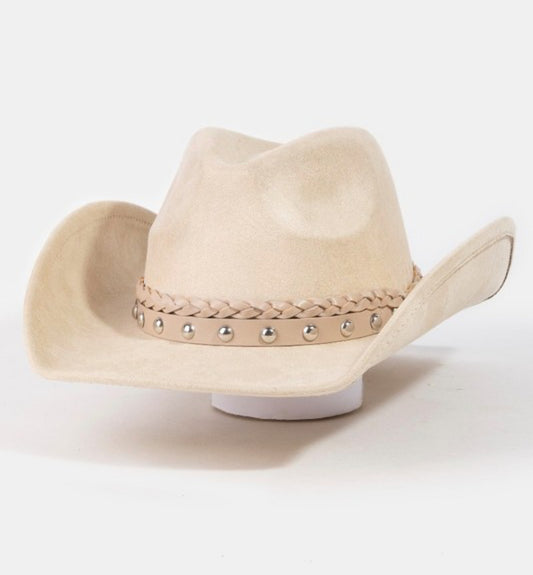 LASSO COWBOY LIGHT KHAKI -faux suede cowboy hat