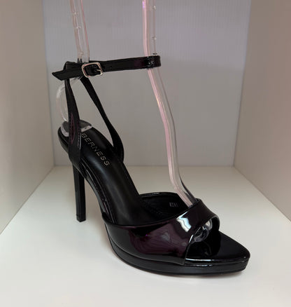 HINA BLACK PATENT LEATHER PLATFORM STILEETO WITH ANKLE STRAP