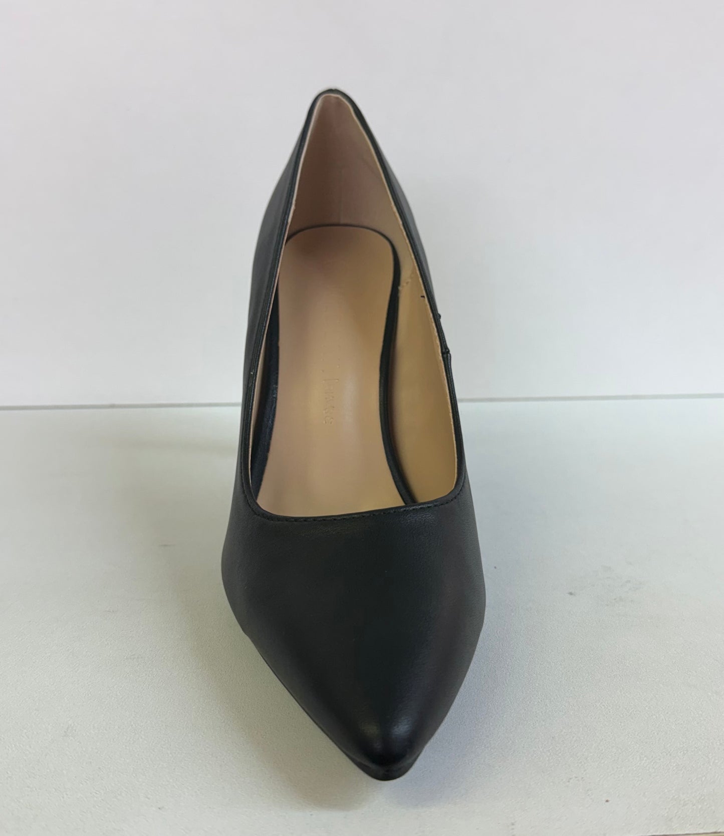 TRINA-01 BLACK FAUX LEATHER ENCLOSED POINTY TOE CLASSIC STILETTO PUMP