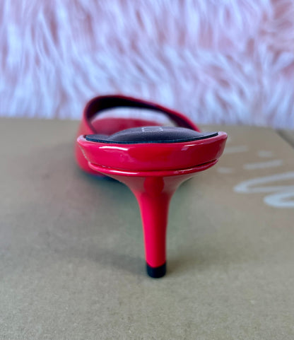 ELLIE-40 Red Patent Leather Kitten Heel Open Toe