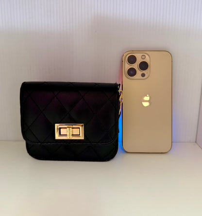 JANAE BLACK MINI BAG WITH CROSS BODY STRAP