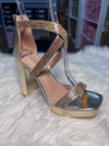 HEATHER GOLD Platform Chunky Heel Sandal