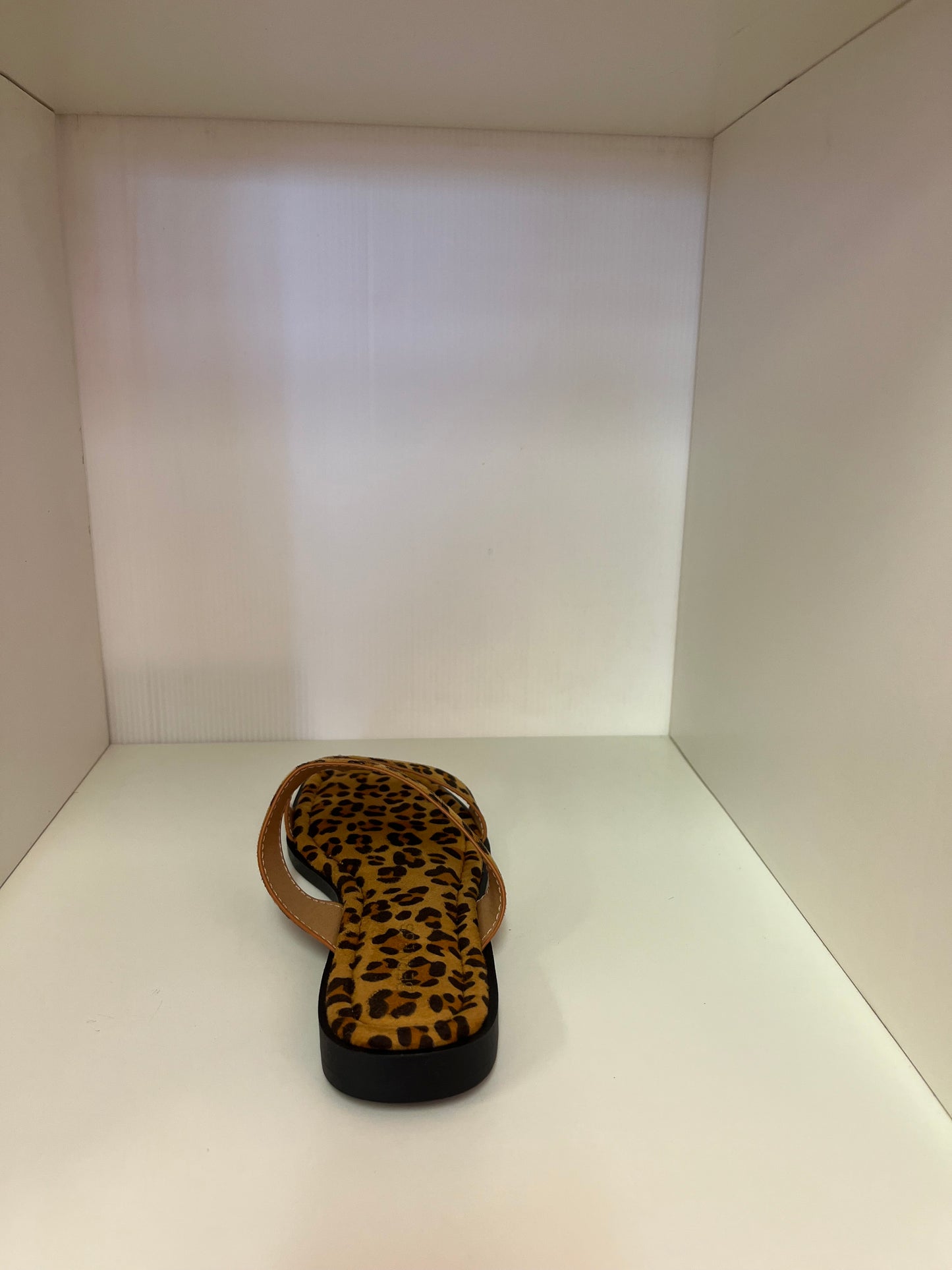 THELMA LEOPARD PRINT SLIP ON FLAT SANDAL